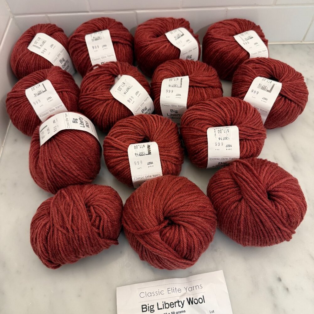 Classic Elite Big Liberty Wool Yarn LOT 14 Color 1027 Carmine DISCONTINUED - Picture 2 of 8